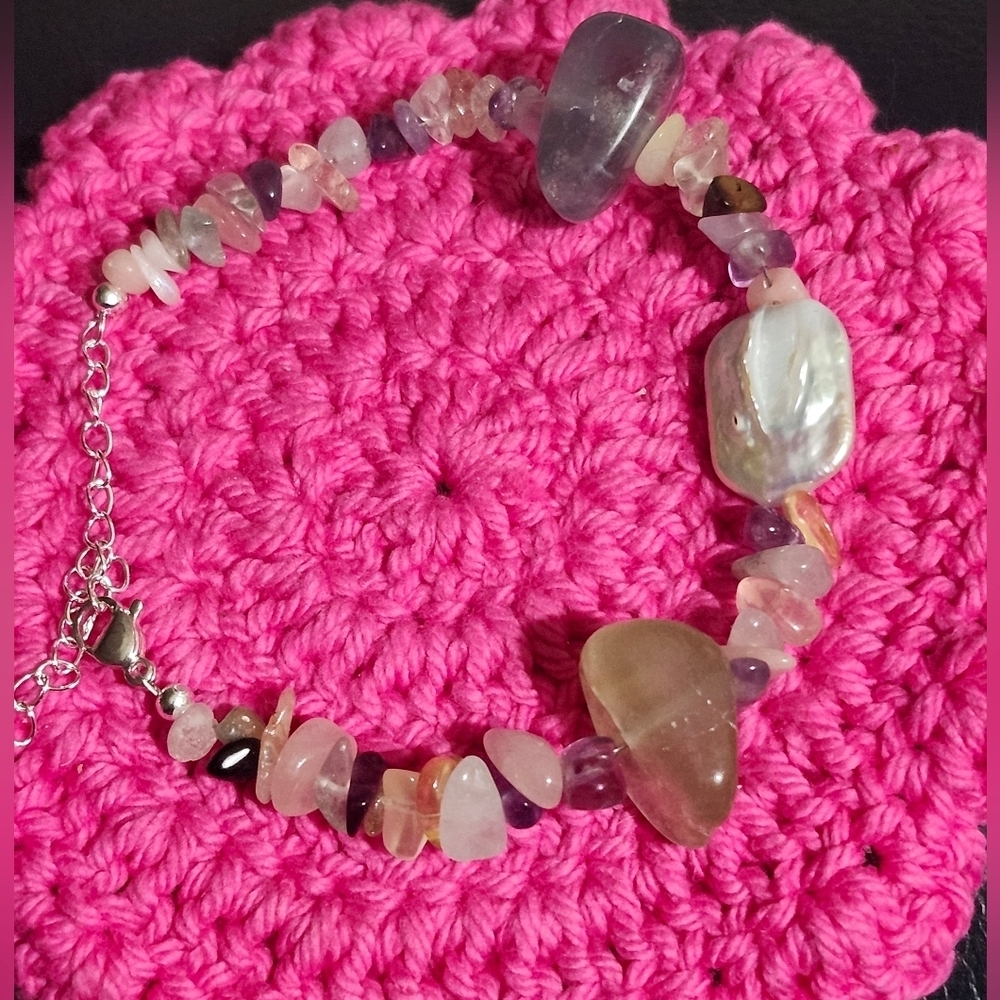 A Natural Candy Fluorite Paired with a Colorful Stone Bracelet Each Piece Is Unq